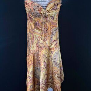 Speechless Strapless Tie Front Midi Paisley Dress